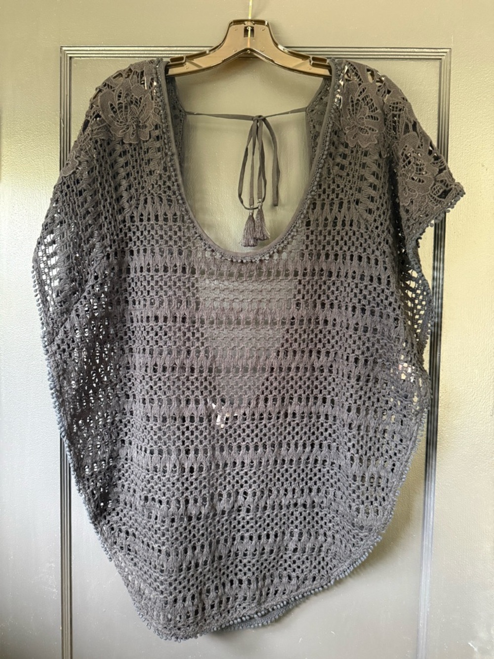 Victoria's Secret Black Crochet Overlay Top / Swim Coverup / Resortwear